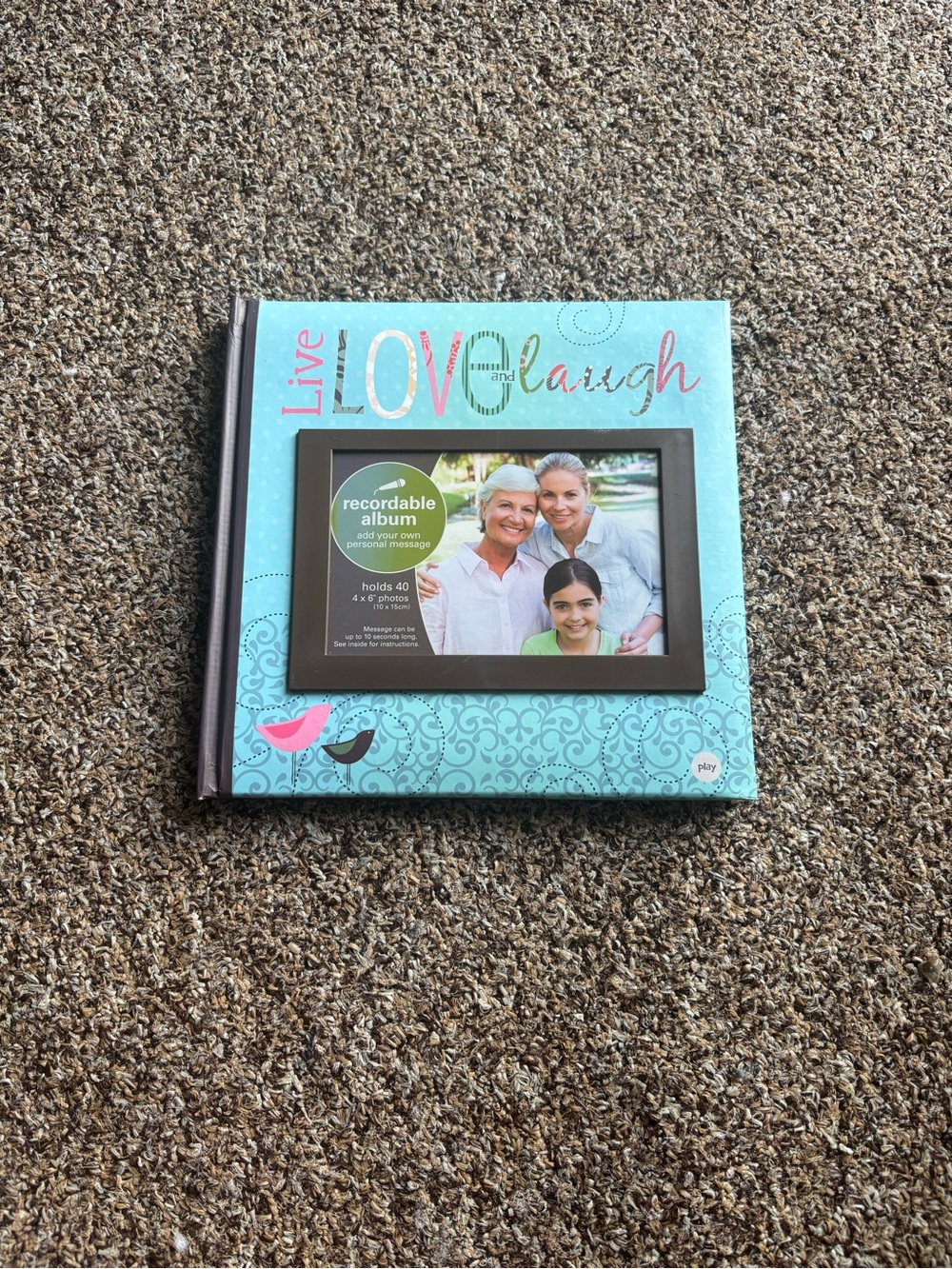 Live Love Laugh Turquoise Recordable Photo Album with Built-In Frame